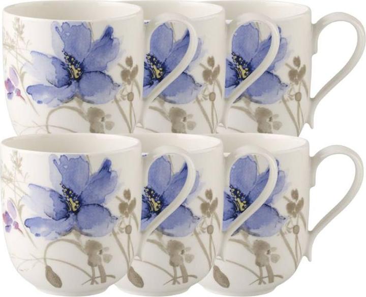 Produktbild Villeroy & Boch Multipack Mariefleur Gris Basic Becher mit Henkel - 6 Stück (260 ml, 6x)