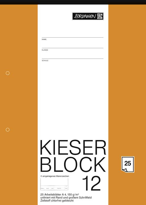 Arbeitsblock Kieserblock DIN A4 blanko Lineatur 12 (A4, Blanko)