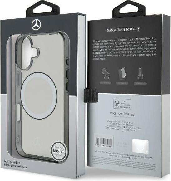 Actual product image Mercedes MEHMP16S23HUOKC iPhone 16 6.1" transparent hardcase Printed logo MagSafe (Apple iPhone 16)