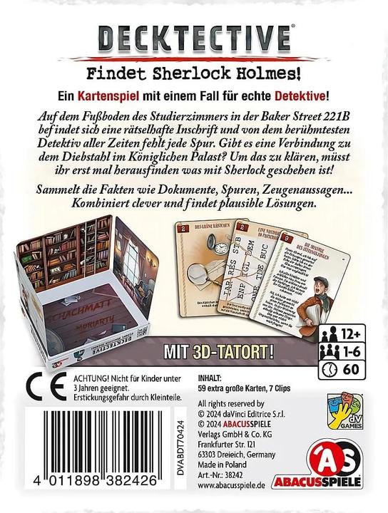 Actual product image Abacus Decktective - Finding Sherlock Holmes (German, 1 - 6 Players)