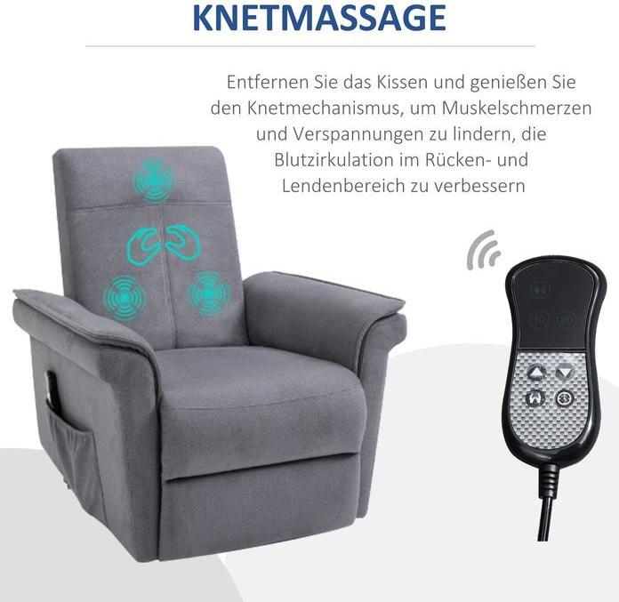 Produktbild Swisshandel24 Aufstehsessel Fernsehsessel, elektrische Aufstehhilfe, Liegefunktion, Leinen-Touch, Stahl, Grau, 86x