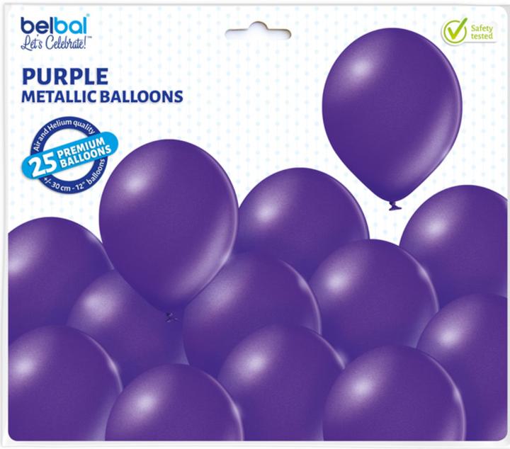 Image du produit Belbal 25 ballons ronds décoratifs Ø 33 cm VIOLET MÉTALLIQUE (25 x)
