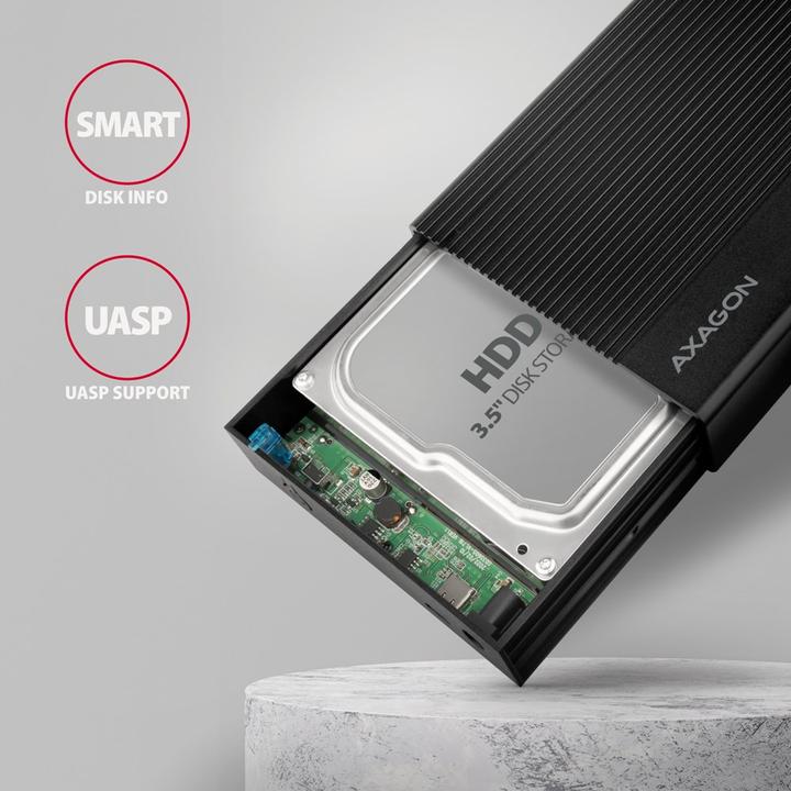 Productafbeelding Axagon EE35-GTR, USB-C - SATA 3,5" RIBBED box, ÄernÃ½ (3.5")