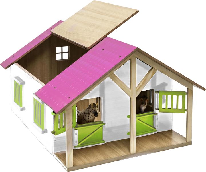 Kids Globe Farming Paardenstal Roze met 2 boxen en opbergruimte