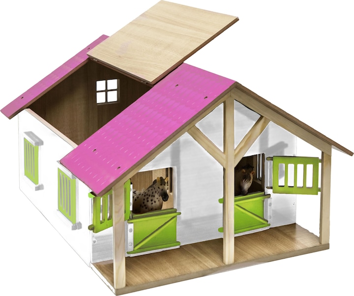 Productafbeelding Kids Globe Farming Paardenstal Roze met 2 boxen en opbergruimte