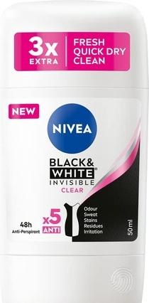 Produktbild NIVEA Niveaack&White Invisible Clear Antiperspirant Stick 50Ml (Stick, 50 ml)