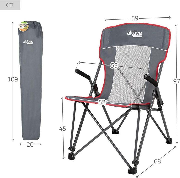AKTIVE Ultraleichter Camping-Klappstuhl - Hochstuhl Mit 110 Kg Traglast, 600D Oxford Stoff