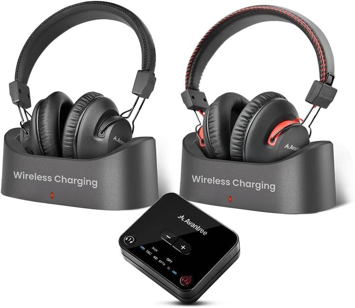 Avantree HT41899 Plus 2 TV-Kopfhörer mit Sender & Lade-Docks (NC, 50 h, Sans fil)