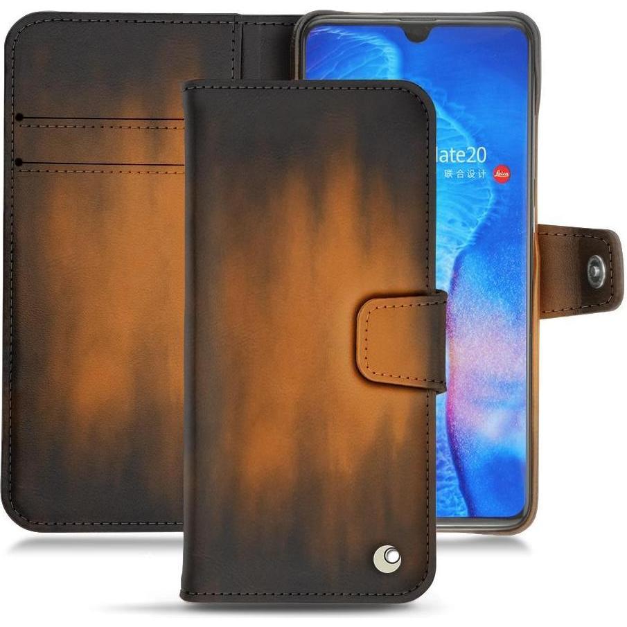 Noreve Lederschutzhülle Wallet (Huawei Mate 20), Smartphone Hülle, Braun