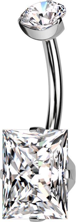 Immagine prodotto Star Piercing Banane Innengewinde silber runder Kristall silber gefasst und rechteckiger Kristall silber gefasst (senza ottone, Titanio G23)