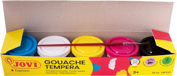 Actual product image Jovi Poster paint tempera school VE=5 tins of 35ml + brush (175 ml)