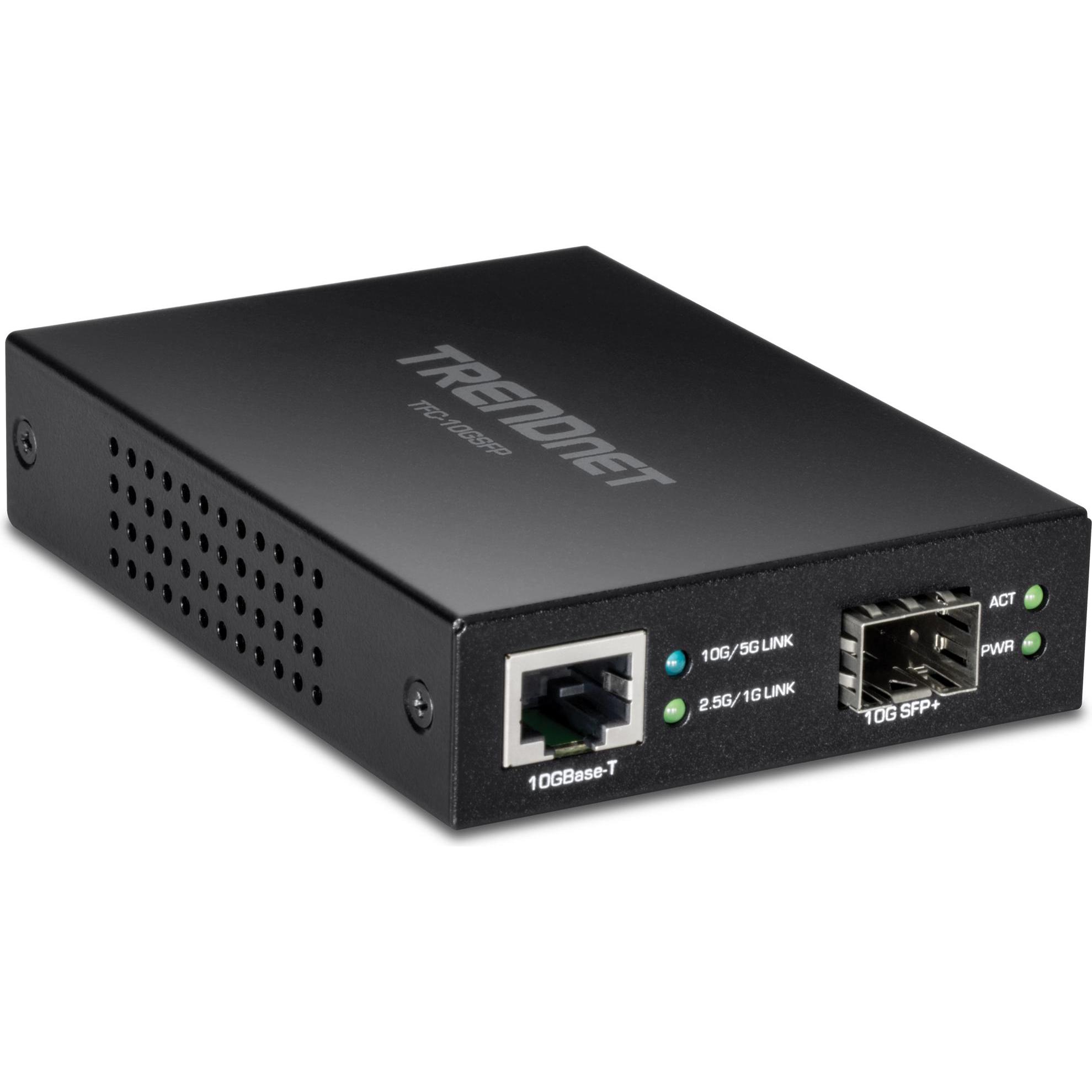 Trendnet Media in fibra da 10GBASE-T a SFP+, Ricetrasmettitore, Nero