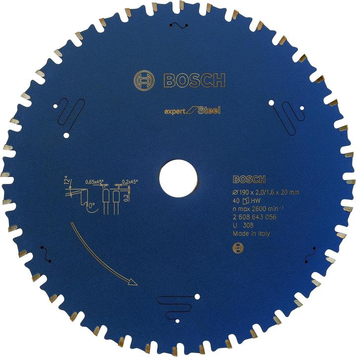 Actual product image Bosch Professional Zubehör Circular saw blade Expert for Steel, 190 x 20 x 2.0 mm, 40