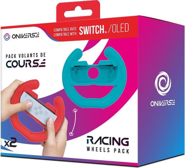 Oniverse Nsw Pack Of 2 Racing Wheel Controller Holders - Blue/Red (Switch)