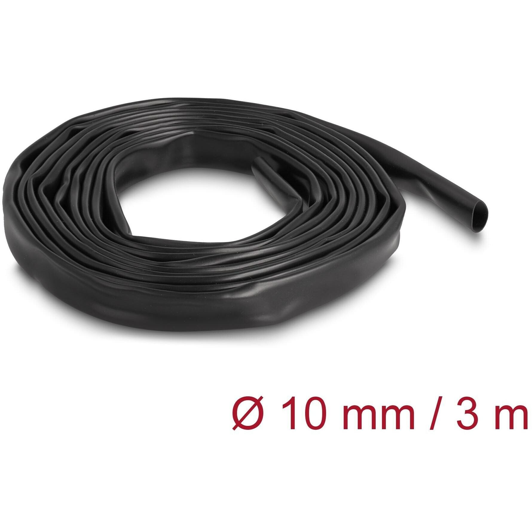 Thumbnail - Delock, Kabelschutz + Kabelführung, PVC Isolierschlauch 3 m x 10 mm schwarz (Kabelschlauch, 3 mm)