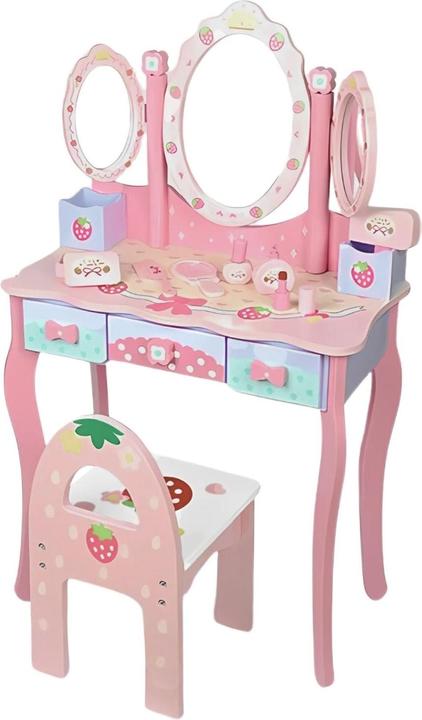 Hermex Jeu de maquillage pour enfants Commode de maquillage Miroir de beauté Table de beauté (60 x 30 x 96,5 cm)