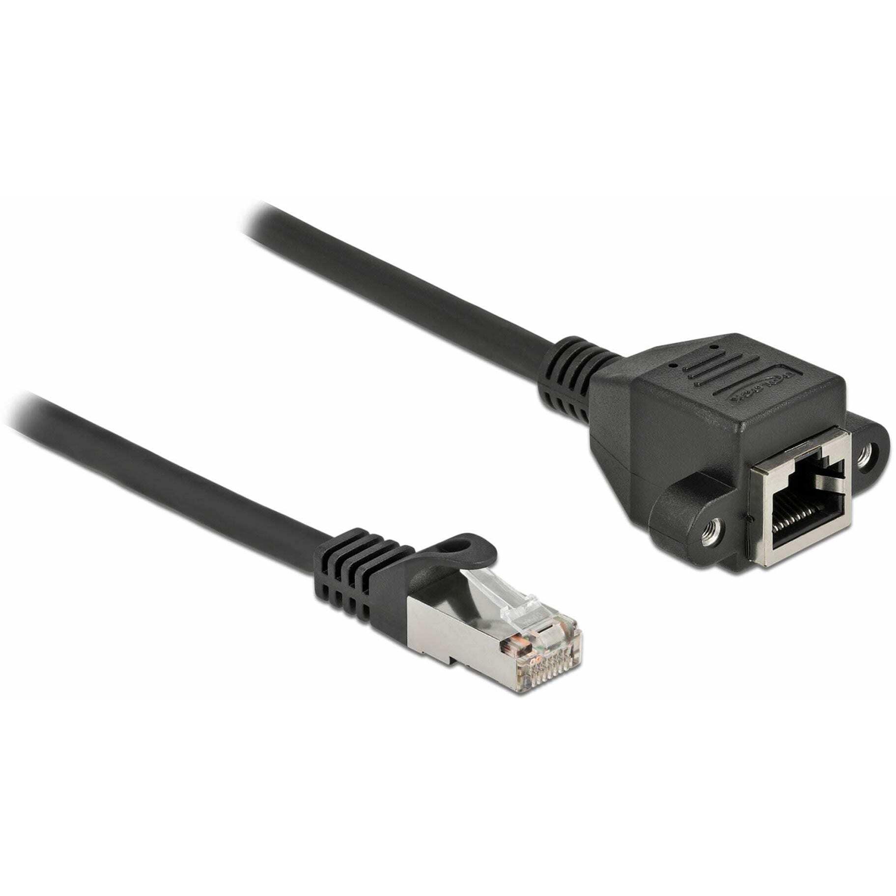 Delock Netzwerk Verlängerungskabel S/FTP RJ45 Stecker zu RJ45 Buchse Cat.6A 1 m schwarz (S/FTP, CAT6a, 1 m), Netzwerkkab...