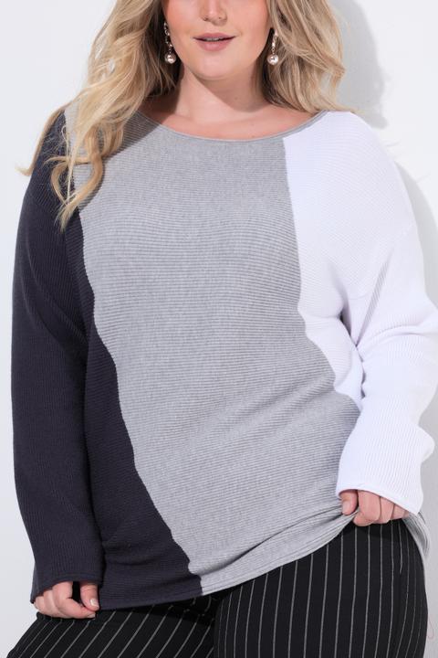 Produktbild Ulla Popken Pullover, Blockstreifen, U-Boot-Ausschnitt, Langarm (60)