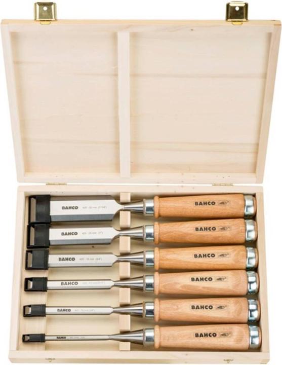 Immagine prodotto Bahco Set di scalpelli con manico in legno - 6 pezzi/scatola in legno (32 mm)