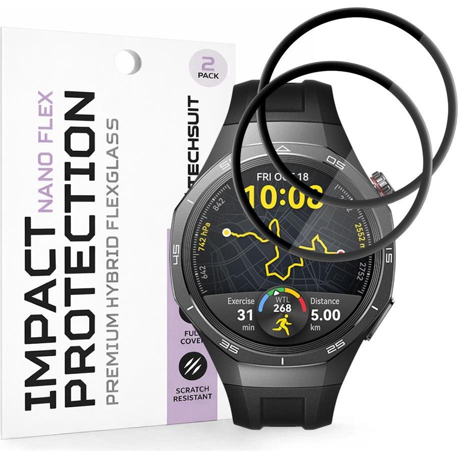 Techsuit - Nano Flex (2 pack) - Huawei Watch GT 5 Pro 46mm - Black, Accessori per smartwatch, Nero