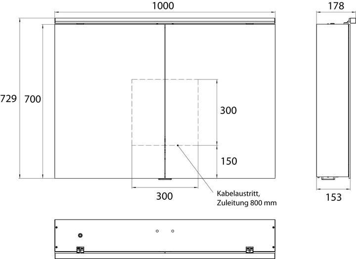 Produktbild Emco pure 2 Classic LED Lichtspiegelschrank mit Aufsatzleuchte, 2 Türen, 1000x711x153mm, 979705504