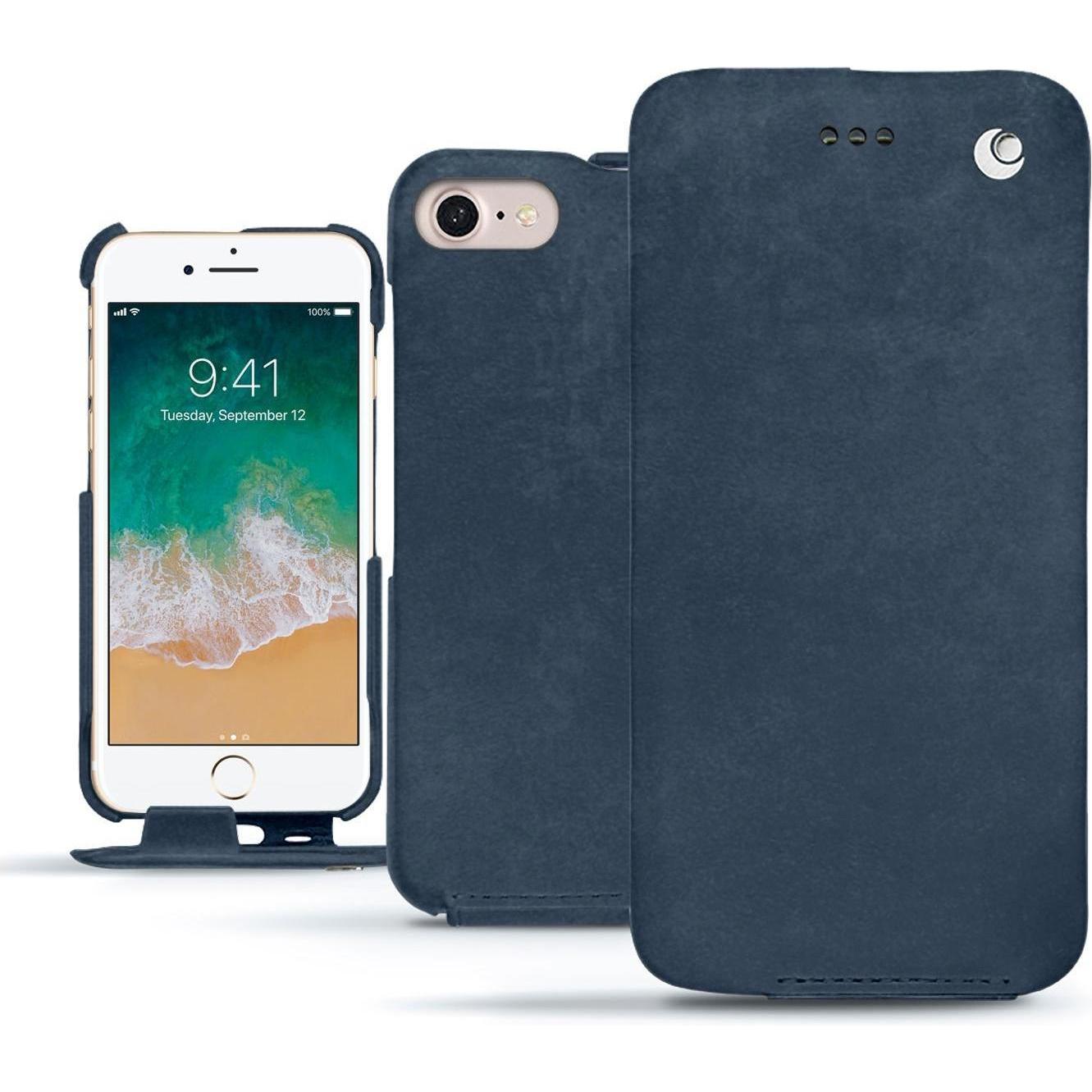 Noreve Lederschutzhülle vertikal (Apple iPhone 7), Smartphone Hülle, Blau