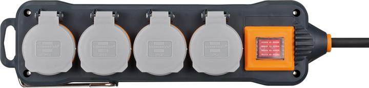 Produktbild Brennenstuhl 9152450100 Steckdosenleiste mit Schalter 4fach Schwarz, Orange, Grau Schutzkontakt (4x, CEE 7/3, 5 m)