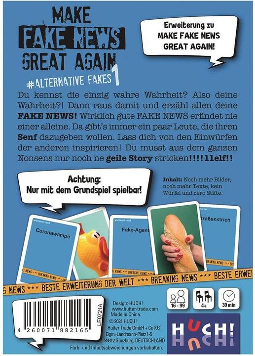 Immagine prodotto 882165 - Alternative Fakes 1: Make Fake News Great Again, 4+ giocatori, 16 anni (espansione EN) (Tedesco)