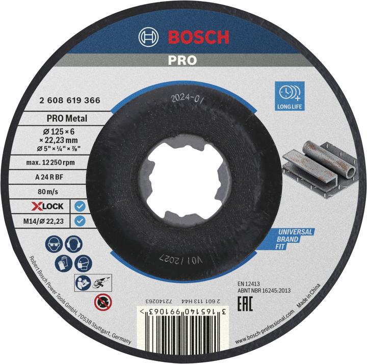 Bosch Professional Zubehör Disco da sbavo PRO Metal X-Lock, 125 x 6 x 22,23 mm