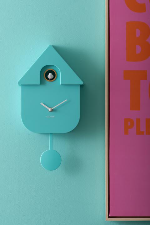 Produktbild Karlsson Wandklok Modern Cuckoo - Turquoise - 8.5x21.5x41cm - Wandklok Scandinavisch