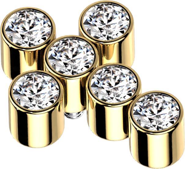 Immagine prodotto Star Piercing Dermal Anchor croce placcata oro sei cristalli argento (senza ottone, Titanio)