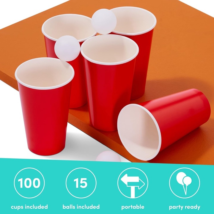 Immagine prodotto The twiddlers Set da beer pong con 100 bicchieri e 15 palline