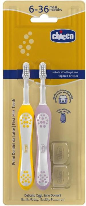 Actual product image Chicco Toothbrush for 6-36 Months Purple 2 Pieces (Soft, 2 x)