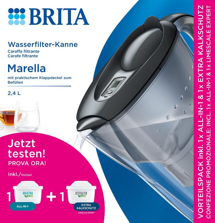 Immagine prodotto Brita Marella graphit inkl. inkl. 1x ALL-in-1, 1x Extra Kalk (2.40 l)
