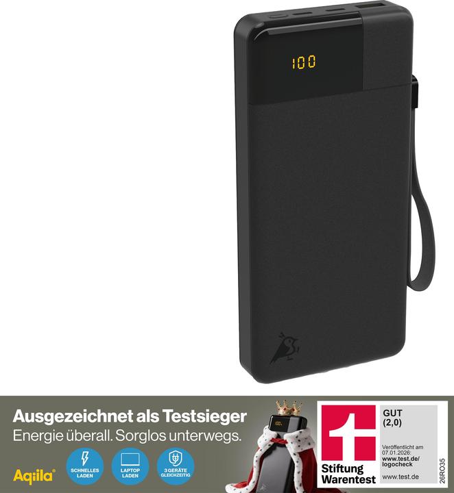 Actual product image Aqiila Powerbird B20B+ - Powerbank 20000 mAh, 65W - Black (20000 mAh, 65 W, 74 Wh)