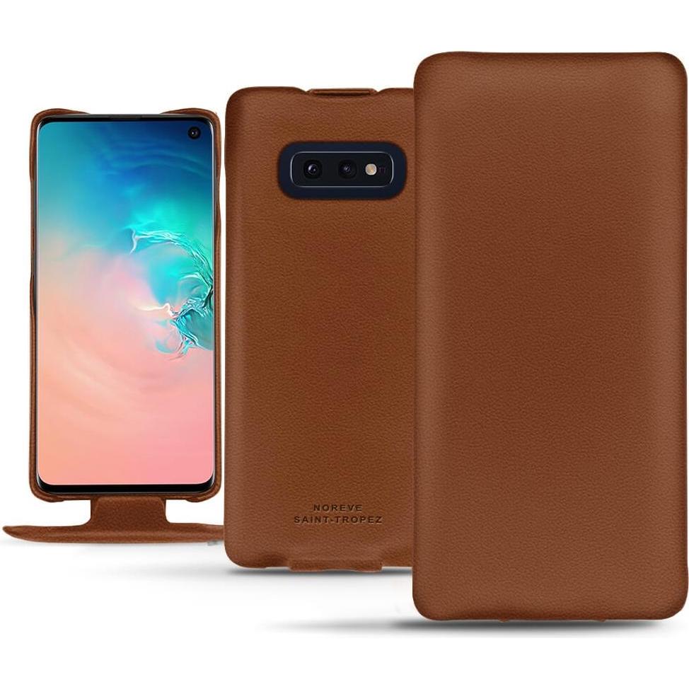 Noreve Lederschutzhülle vertikal (Samsung Galaxy S10e), Smartphone Hülle, Braun