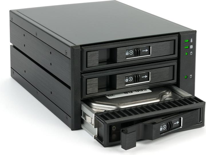 Actual product image Fantec BP-T2131 Internal RAID enclosure with fan status indicator, hot-swappable removable frame, overheat