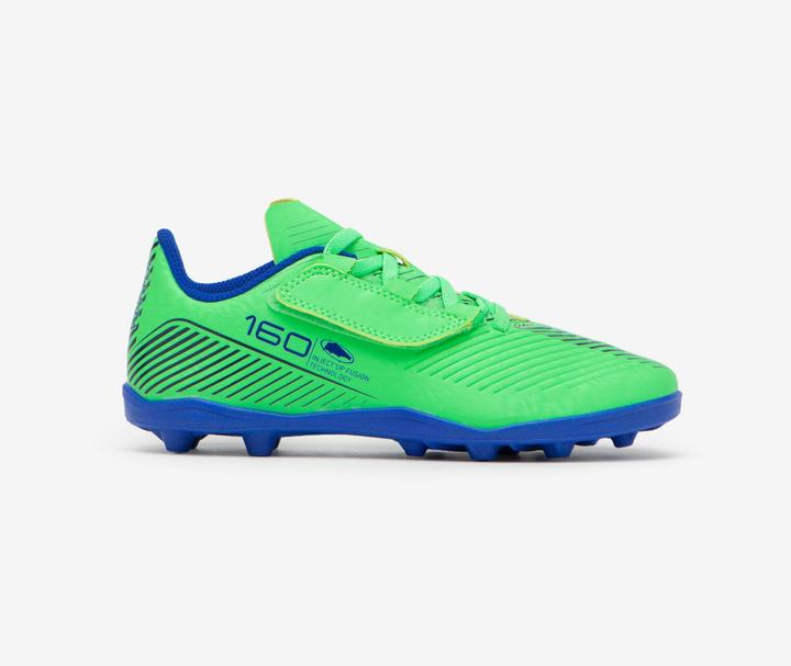 Kipsta Kids football cam shoes MG with velcro fastening - 160 Easy green