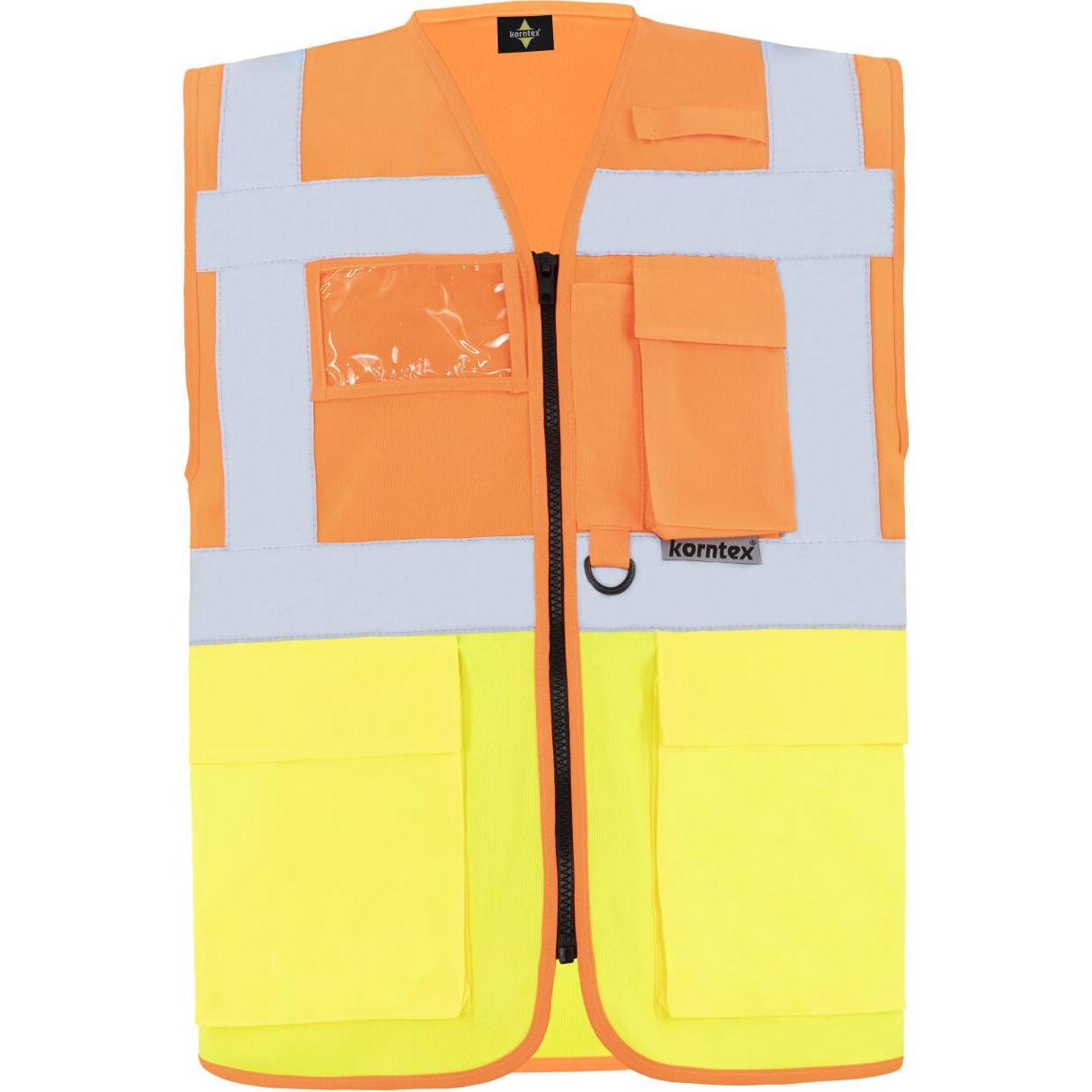 Korntex, Warnweste + Warnshirt, Warnweste Multifunktional Hamburg Signal Gelb/Orange mit 360° Sicherheit XXL EN 20471  K...