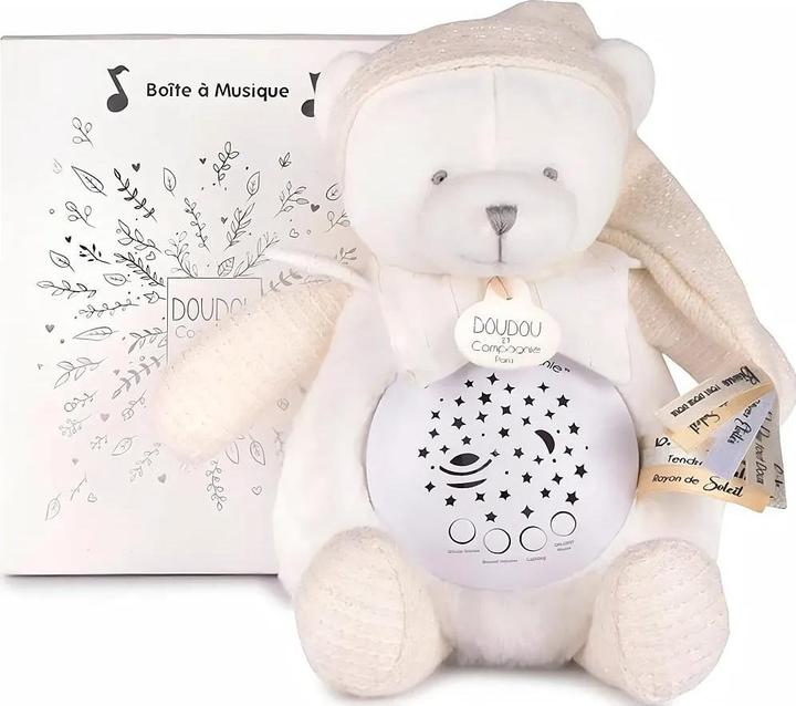 Actual product image Doudou et Compagnie Nachtlicht Sterne & Musik, Bär weiss 19cm