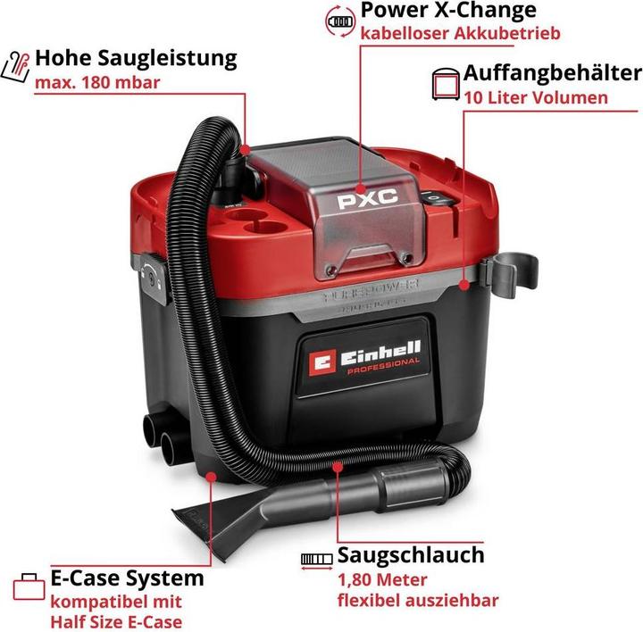 Image du produit Einhell Aspirateur sec sans fil professionnel (1 x 4.0Ah ) (Aspirateur eau et poussière)