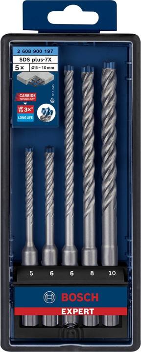 Produktbild Bosch Professional Zubehör EXPERT SDS plus-7X Hammerbohrer-Set, 5/6/6/8/10 mm, 5-tlg. (5, 6, 8, 10 mm)