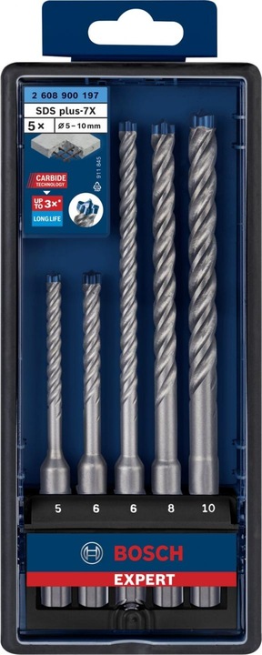 Actual product image Bosch Professional Zubehör EXPERT SDS plus-7X hammer drill bit set, 5/6/6/8/10 mm, 5 pcs. (5, 6, 8, 10 mm)