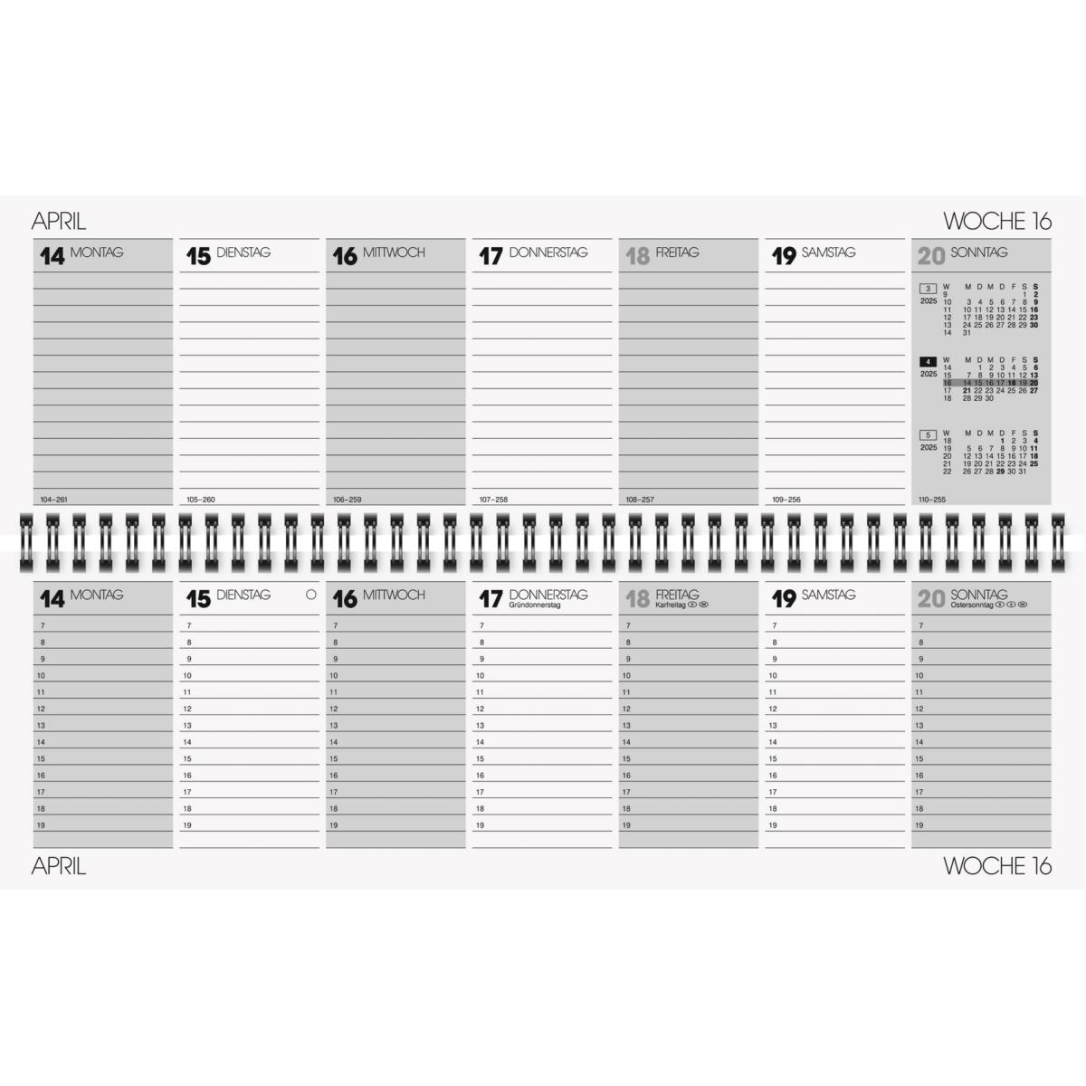 Thumbnail - Brunnen, Agenda, Querkalender 774 32,6x10,2cm 1 Woche/2 Seiten Karton blau 2025 (Deutsch)