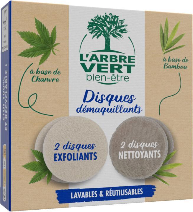 Image du produit L'arbre vert Disques démaquillants lavables et réutilisables x4 (Démaquillant, 498.67 ml)