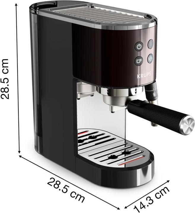 Produktbild Krups EspressoVirtuoso+ XP444G Espressomaschine mit Siebträger Schwarz mit Milch
