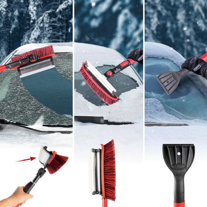 Produktbild CarComfort Schneebesen mit Eiskratzer, Auto-Eisschaber teleskopierbar 92-132 cm rot/schwarz