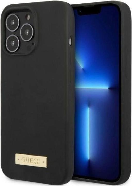 Image du produit Guess GUHMP13XSPLK iPhone 13 Pro Max 6,7" czarny/black hard case Silicone Logo Plate MagSafe (Apple iPhone 13 Pro Max)