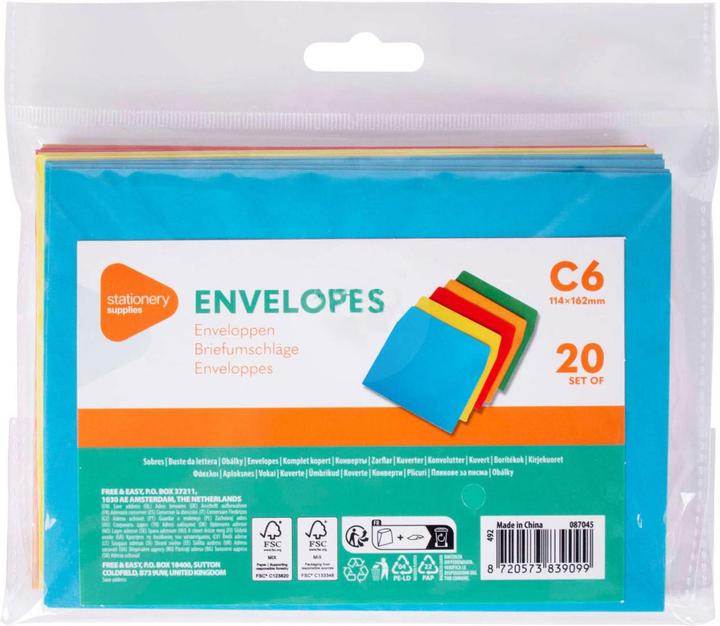 Enveloppes couleur C6, 20 pièces. (C6, 20 x)
