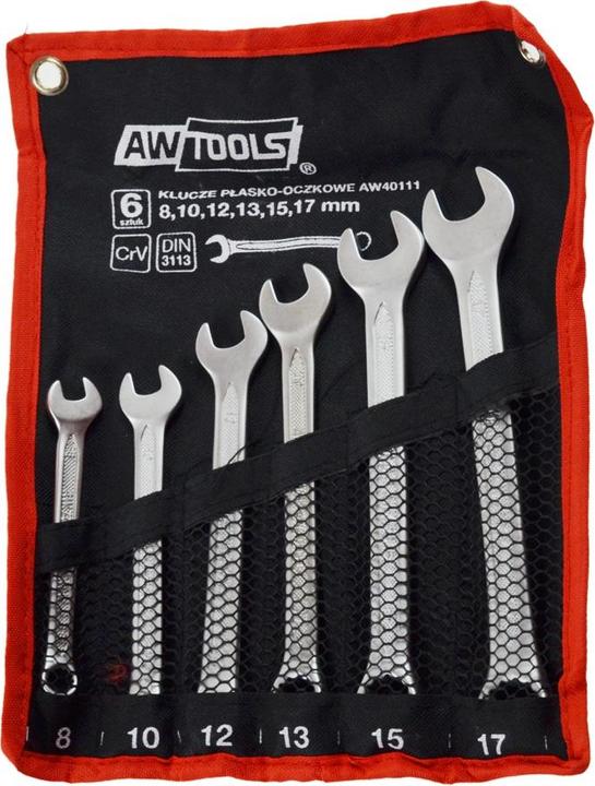 Produktbild Awtools KLUCZE PŁASKO-OCZKOWE KOMPLET 6elem. 8/10/12/13/15/17mm (13 mm, 10  mm, 11 mm, 16 mm, 15 mm, 9 mm, 14 mm, 17 mm, 12 mm, 8 mm)